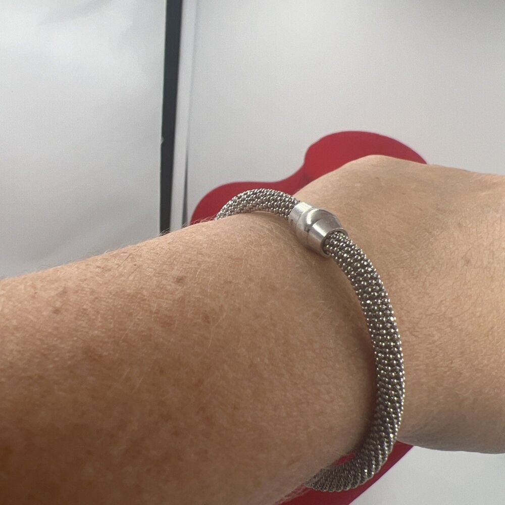 925 SILVER DIAMOND CUT BRACELET MAGNETIC 7.5" FLEXIBLE Star888AR Maker Mark - Picture 3 of 13